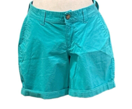 Old Navy Womens Bermuda Shorts Size 6 Teal Blue Cuffed Tropical - $20.57
