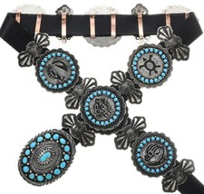 Navajo Arizona Turquoise Sterling Silver Concho Belt, Ancient Petroglyph... - £1,890.95 GBP