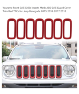 Front Grille Inserts Mesh Grill Guard Cover Trim Red 7PC for Jeep Renega... - €15,48 EUR