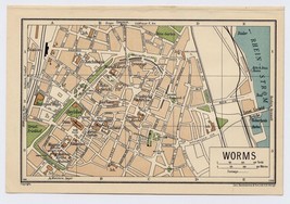 1933 Vintage City Map Of Worms / RHINELAND-PALATINATE / Germany - £17.18 GBP