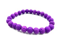 Dyed Purple Lava 8x8 mm Beaded Stretch Adjustable Bracelet SB-100 - £8.03 GBP