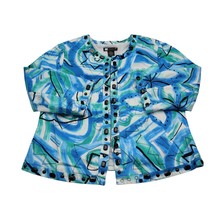 Carole Little Jacket Womens L Multicolor Abstract Quarter Sleeve Open Bl... - $16.71