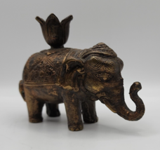 Vintage Bronze Detailed Trunk Up Elephant Candle Holder - £19.32 GBP