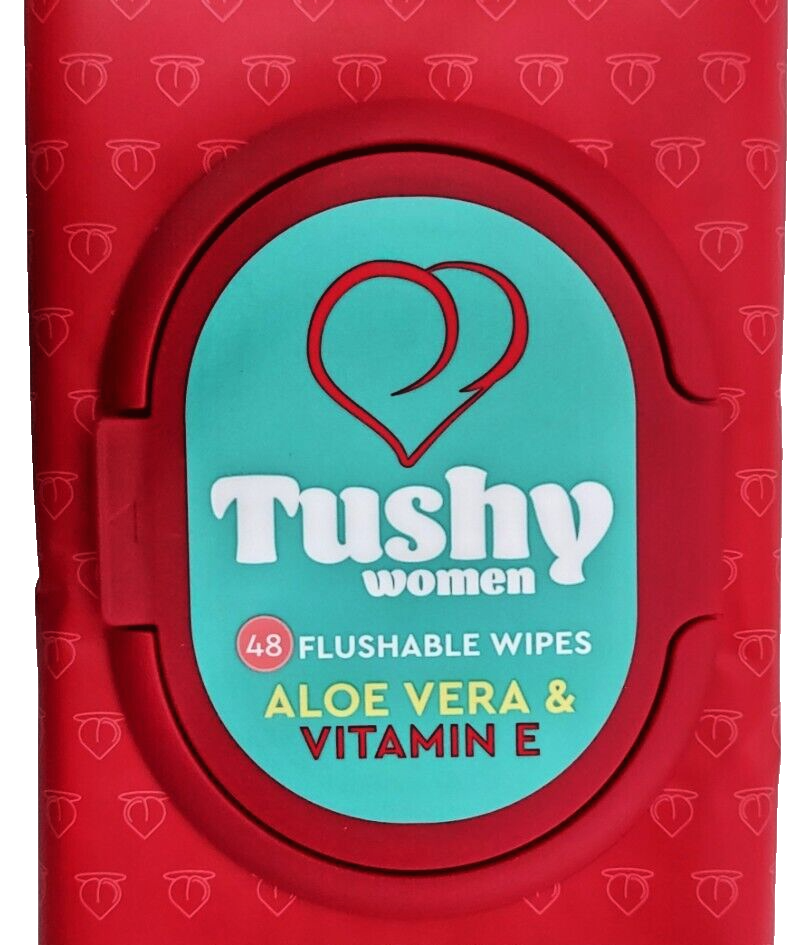 ( 4 PACK ) Tushy Women Aloe Vera & Vitamin E 48-ct/pack Flushable Wipes SEALED Item image 4