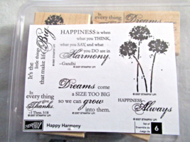 Stampin Up! 2007 Happy Harmony wood block set 6 pieces Dreams Happiness - $15.63
