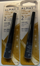 Pack Of 2 Almay #023 Black Pearl Intense Color Pure Liquid Liner For Hazel Eyes - £14.22 GBP