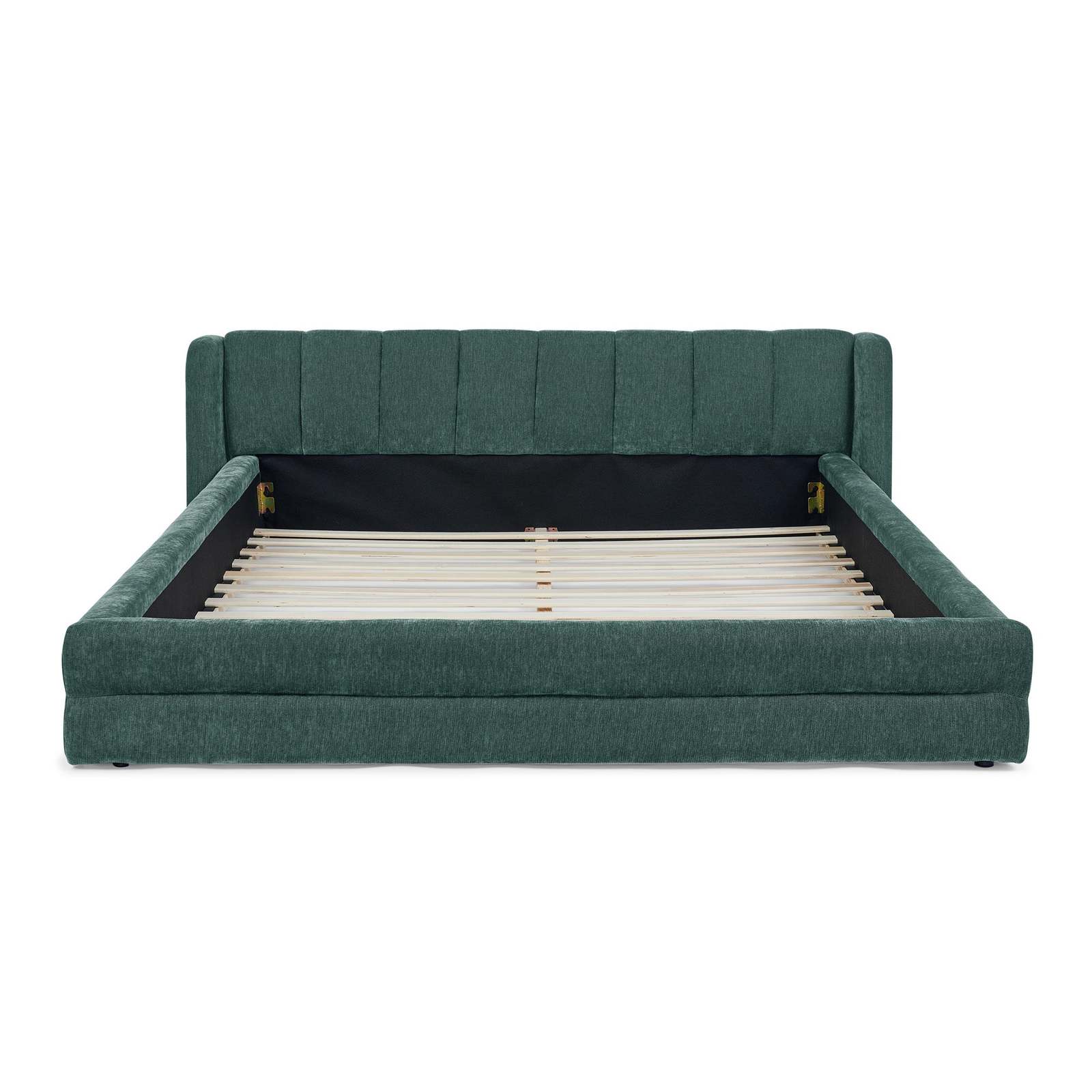 Modern Queen Upholstered Bed Frame, Chenille Blue-Green Headboard Item image 9