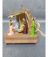 Vintage Plastic Manger Nativity Scene Music Box Silent Night Made in Italy  - $27.61 CAD