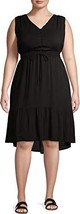 Women&#39;s Plus Size Button Front Tie Waist Dress (Black, 2X) - £22.28 GBP