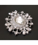 1pc Bridal Rhomb &amp; Faceted Glass w/ Clear White Rhinestone Brooch Pin B431 - £5.49 GBP
