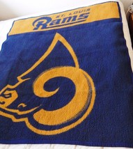 Biederlack St Louis Rams Blanket Throw Nfl Football Fleece Acrylic 54x47&quot; Vtg - £40.26 GBP
