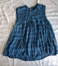 Lucky Brand Woman Blue Fringe Collar Pleated Sleeveless Top Small EUC - £9.19 GBP