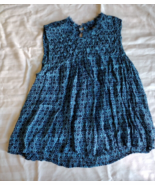 Lucky Brand Woman Blue Fringe Collar Pleated Sleeveless Top Small EUC - $11.88