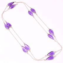 African Amethyst Cab&#39;s Gemstone Handmade Fashion Necklace Jewelry 36&quot; SA 5363 - £3.98 GBP