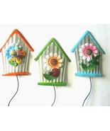 Garden Collection 3 Colorful Birdhouse Butterfly Garden Stakes, 23.75&quot; x... - £7.05 GBP