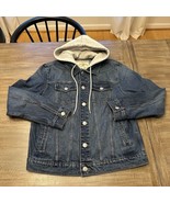 TRUE RELIGION Blue Denim Trucker Hoodie Jean Jacket Mens Size M - $64.35