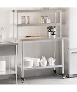  Kitchen Work Table with Overshelf 43.3&quot;x21.7&quot;x59.1&quot; Stainless Steel - $588.78 CAD