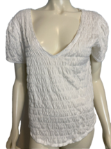 We the Free White Short Sleeve V Neck Knit Top Size XL - £18.36 GBP