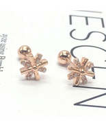 14K Gold Plated Elegant Stud Earrings with Zircon, Classic Unique Design - £30.51 GBP