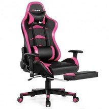 Massage Gaming Chair with Footrest-Pink - Color: Pink - $5,133.41 MXN