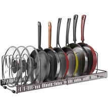 Expandable Pot And Pan Organizer For Cabinet With 10 Dividers, Adjustable Pots A - £30.36 GBP