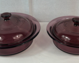 Purple Amethyst Corning Vision Baking Dish Pair 1 Qt and 24oz with LIDS ... - $24.75