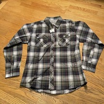 Ablanche New York Men&#39;s size L Gray Plaid Long Sleeve Button Front - $21.48