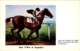 Vtg Postcard Aqueduct - The &quot; Big A&quot; Long Island, Man O&#39;War Painting - £4.65 GBP