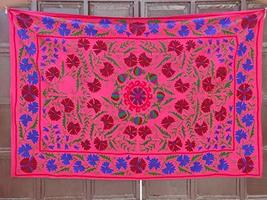 Traditional Jaipur Hand Embroidery Suzani Uzbekistan Wall Hanging, Suzani Bedspr - £63.94 GBP