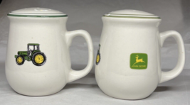 Salt &amp; Pepper Shaker Set John Deere Tractor Ceramic Oversized No Stoppers - £6.35 GBP