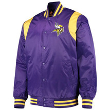 NFL Minnesota Vikings Purple Golden Satin Letterman Varsity Baseball Jacket - £107.54 GBP