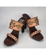 Amanda Smith Shoes Womens Size 8.5 Salmon Topaz Bead Adorned Leather Slides - £19.71 GBP
