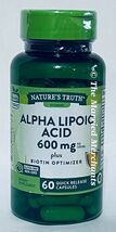 Nature's Truth Alpha Lipoic Acid 600 mg + Biotin Optimizer 60 caps 10/27... - $12.55