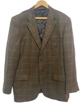 Pronto Moda Blazer Sport Coat Jacket Size 44R Brown Plaid Lambs Wool Cas... - £111.41 GBP
