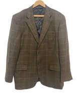 Pronto Moda Blazer Sport Coat Jacket Size 44R Brown Plaid Lambs Wool Cas... - £111.68 GBP