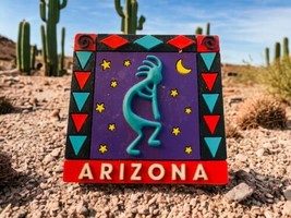 Arizona Native American Kokopelli Flute Player Rubber Fridge Magnet Travel - £5.32 GBP