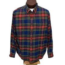 Lands End Traditional Fit Blue Red Plaid Flannel Outdoor Shirt Mens 17 -... - £22.46 GBP