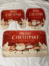 Bathroom 3 Piece Rug Set Merry Christmas &amp; Happy New Year Pre-owned - £11.61 GBP