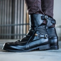 Autumn New Men PU Zipper Formal Business Shoes Flat Bottomed Overshoot High Qual - £75.28 GBP
