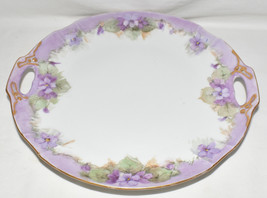 Antique German Serving Platter Hand Painted Porcelain Platter Tab Handle... - £31.17 GBP