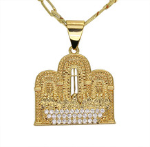 Small Last Supper CZ Pendant 20&quot; Figaro Chain 14k Gold Plated Men&#39;s Jewelry - $9.47