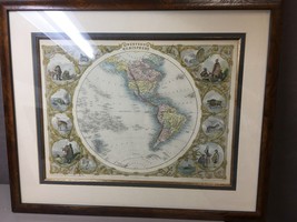 Framed Matted J. &amp; F. Tallis Map of the Western Hemisphere 1850 - £356.11 GBP