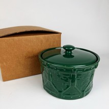 NEW LONGABERGER Pottery Woven Holiday Drum Crock Casserole Dish w/ Lid Ivy Green - $74.25