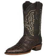 Mens Brown Cowboy Boots Leather Crocodile Big Belly Print Western Wear R... - $119.50