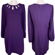Gabby Skye Dress 10 Purple Long Sleeve Cut Outs Back Zipper - £22.75 GBP
