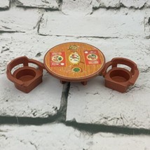 Vintage Fisher Price Little People Brown Table &amp; Chairs Steak Dinner - £9.55 GBP