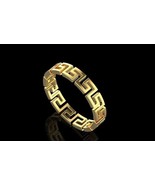 Greek Key Wedding Band Greek Key Ring Meander Wedding Ring  - £116.61 GBP