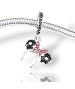 Pandora Charm Minnie Mouse Black White Ear Headband Polka Dot Bow - $58.21