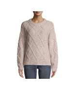 Womens XL Christmas Sweater Cable Knit Blush Pink Neutral Sz 16 18 Time ... - £19.48 GBP