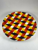 CB2 Modern Geometric Print Multicolor Red Black Yellow Plate 8&quot; Diameter - £7.59 GBP